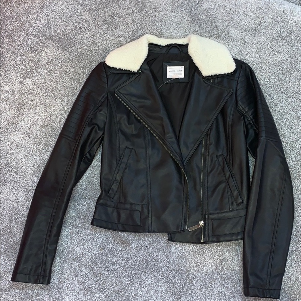 Faux fur leather jacket